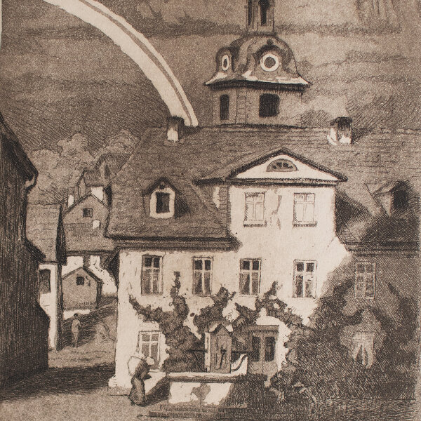 E. Eitner signiert - Stadtansicht - 1917 - Radierung