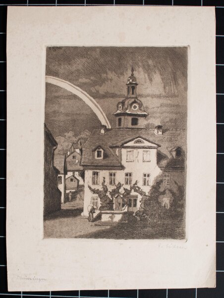 E. Eitner signiert - Stadtansicht - 1917 - Radierung