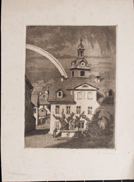 E. Eitner signiert - Stadtansicht - 1917 - Radierung