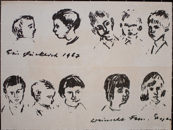 Wilhelm Geyer - Neujahrsgruß Familie Geyer - 1967 - Holzschnitt