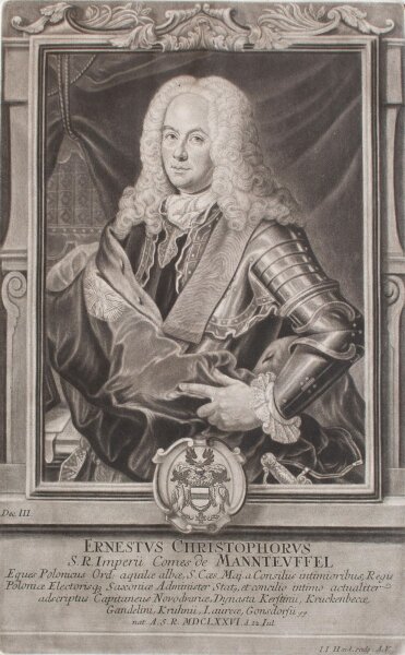 Johann Jakob Haid - Bildnis Ernst Christoph von Manteuffel - o.J. - Radierung
