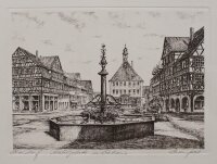 Ehrenfeld - Schorndorf, Marktplatz mit Rathaus - o.J. - Radierung