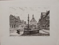 Ehrenfeld - Schorndorf, Marktplatz mit Rathaus - o.J. - Radierung