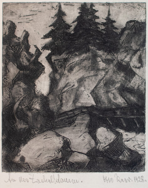 unbekannt - An der Zackelklamm - 1928 - Radierung, Aquatinta