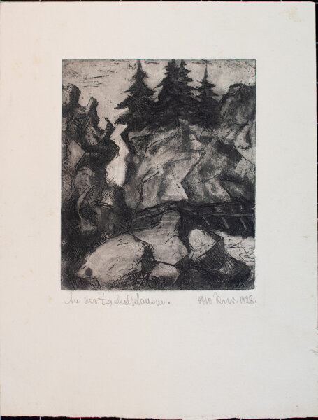 unbekannt - An der Zackelklamm - 1928 - Radierung, Aquatinta