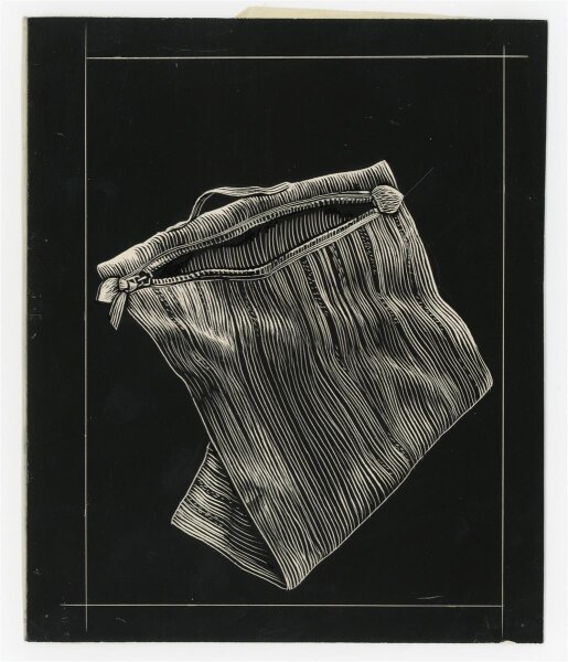 Uli Huber - Grafikentwurf mit Tasche - undatiert - Schabtechnik