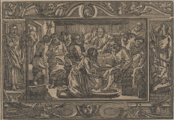 unbekannt - Die Fußwaschung beim letzten Abendmahl - o.J. - Holzschnitt