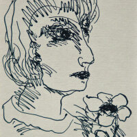 Regina Buch - Frauenporträt mit Blumen - 1987 -...
