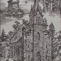 unbekannt - Kirche in Trebitz - 1994 - Radierung auf Büttenpapier