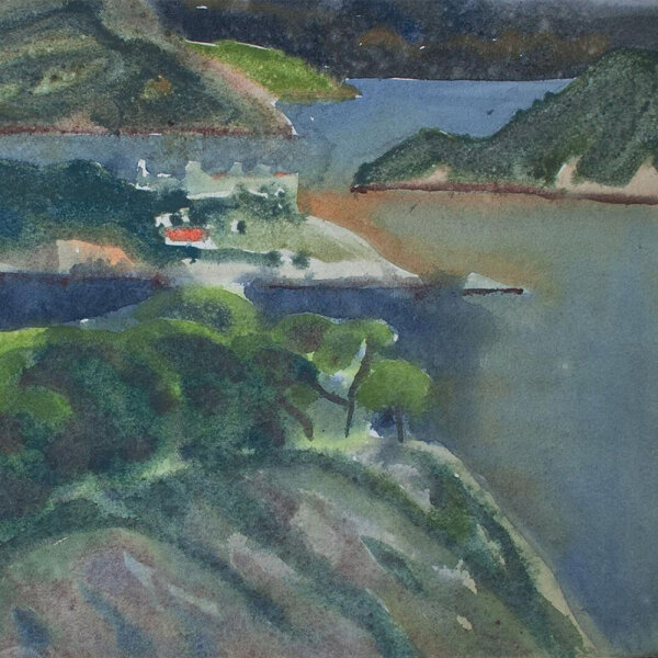Hertha Peschke-Scholz - Fjordlandschaft - o.J. - Aquarell auf handgeschöpftem Papier