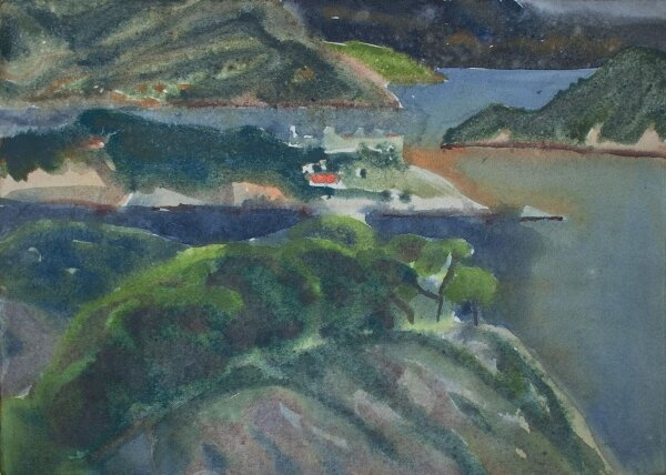 Hertha Peschke-Scholz - Fjordlandschaft - o.J. - Aquarell auf handgeschöpftem Papier