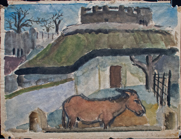 Gerhard Schulte-Dahling - Esel im Zoo - 1926 - Aquarell und Bleistift