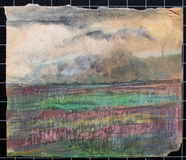 Gerhard Schulte-Dahling - Felder bei stürmischem Wetter - o.J. - Aquarell, Gouache und Graphitstift