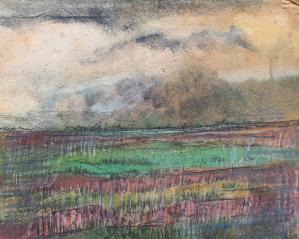 Gerhard Schulte-Dahling - Felder bei stürmischem Wetter - o.J. - Aquarell, Gouache und Graphitstift
