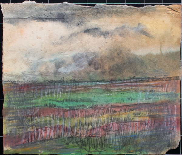Gerhard Schulte-Dahling - Felder bei stürmischem Wetter - o.J. - Aquarell, Gouache und Graphitstift