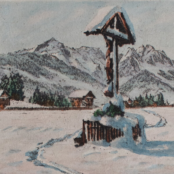 Paul Sollmann - Garmisch-Patenkirchen Wettersteingebirge - o.J. - Farbradierung auf Büttenpapier