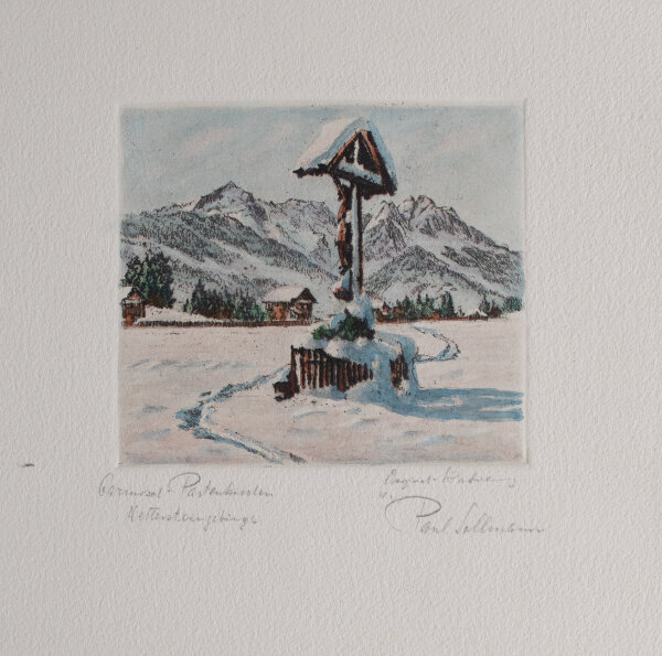 Paul Sollmann - Garmisch-Patenkirchen Wettersteingebirge - o.J. - Farbradierung auf Büttenpapier