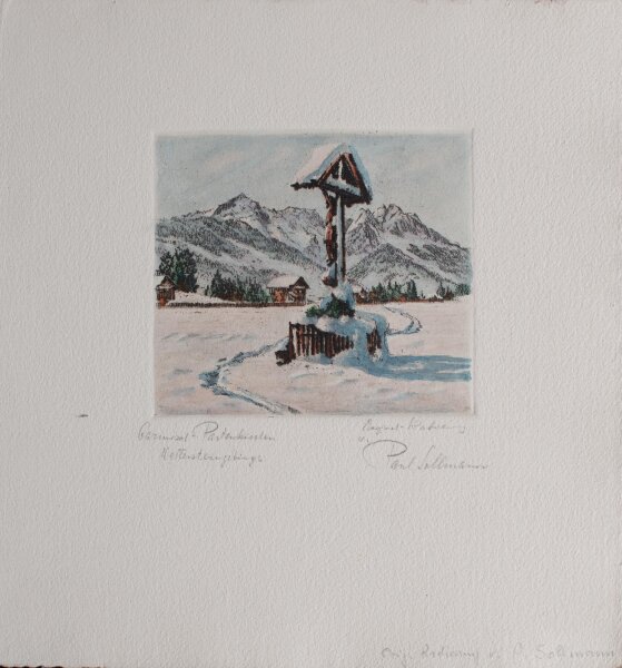 Paul Sollmann - Garmisch-Patenkirchen Wettersteingebirge - o.J. - Farbradierung auf Büttenpapier