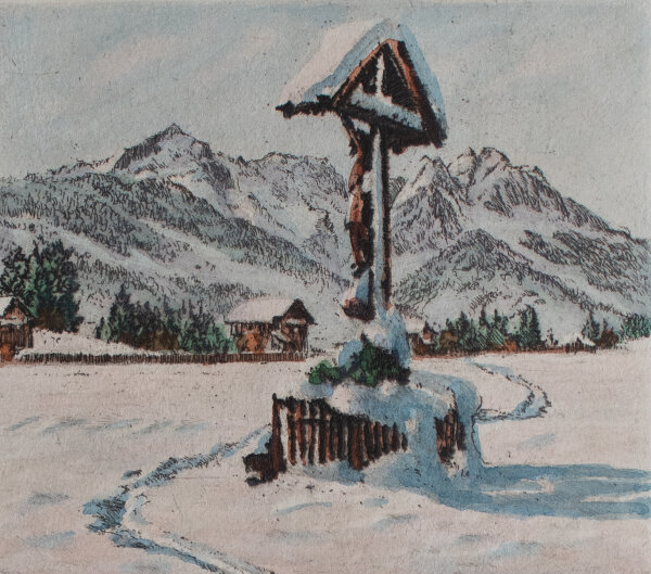 Paul Sollmann - Garmisch-Patenkirchen Wettersteingebirge - o.J. - Farbradierung auf Büttenpapier