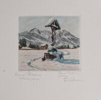 Paul Sollmann - Garmisch-Patenkirchen Wettersteingebirge - o.J. - Farbradierung auf Büttenpapier