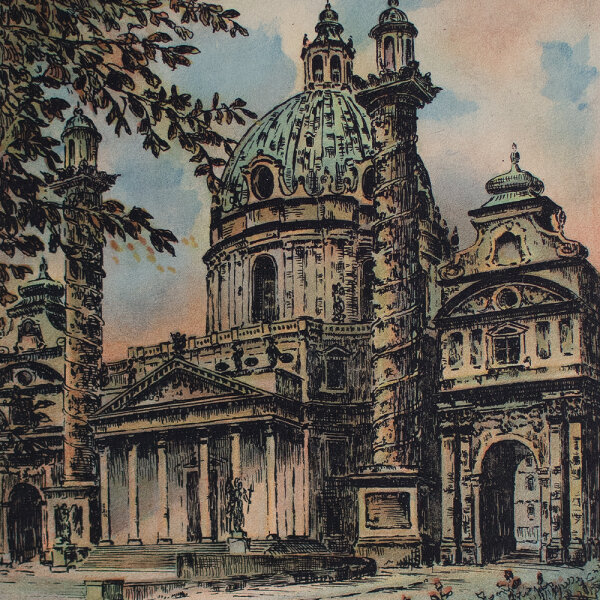 unbekannt - Karlskirche, Wien - o.J. - Farbradierung