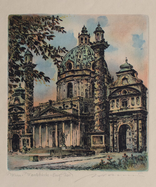 unbekannt - Karlskirche, Wien - o.J. - Farbradierung