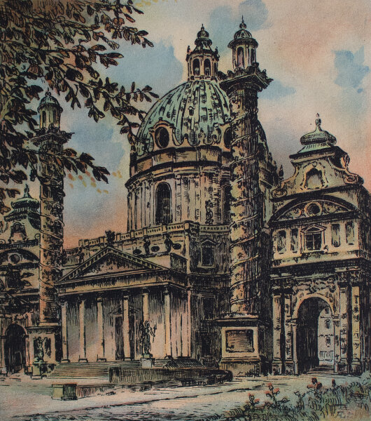 unbekannt - Karlskirche, Wien - o.J. - Farbradierung