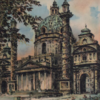 unbekannt - Karlskirche, Wien - o.J. - Farbradierung