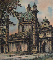 unbekannt - Karlskirche, Wien - o.J. - Farbradierung