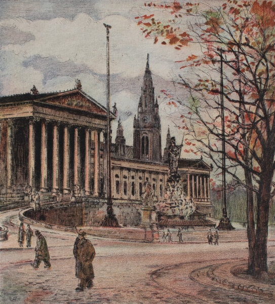 unbekannt - Parlament, Wien - o.J. - Farbradierung