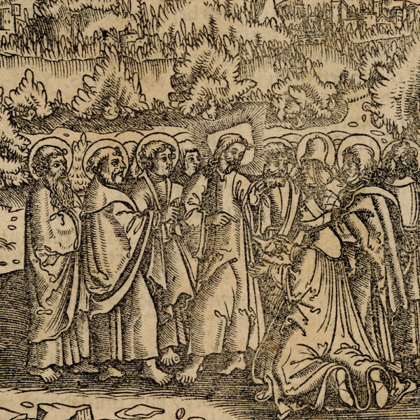 unbekannt - Eine Frau salbt Jesu Füße - o.J. - Holzschnitt