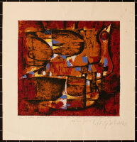 Yargo De Lucca - Vogel vor rotem Grund - o.J. - Siebdruck