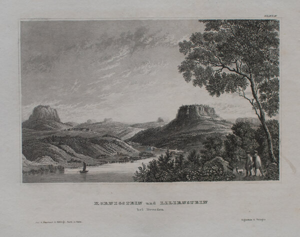 unbekannt - Koenigstein und Lilienstein bei Dresden - o.J. - Stahstich