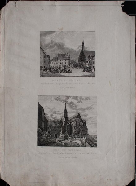Carl Justus Ludwig Peschek - Dom zu Meißen und Markt in Zwickau - o.J. - Kupferstich
