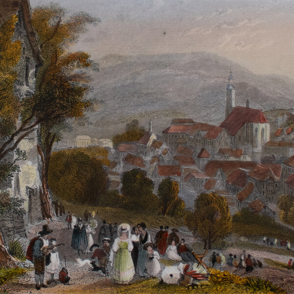 Samuel W. Lacey - Baden-Baden - o.J. - Kupferstich in altem Kolorit