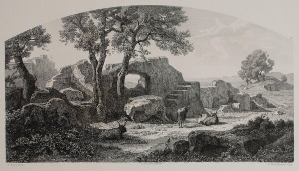 Eugène Edouard Adler-Mesnard - Cerveteri, Graeberstrasse - o.J. - Radierung auf aufgewalztem Papier