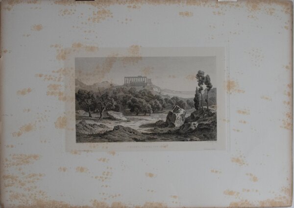 Eugène Edouard Adler-Mesnard - Girgenti, Tempel der Juno - o.J. - Radierung auf aufgewalztem Papier