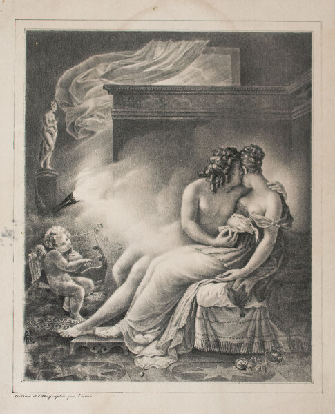 Unbekannt - Hero und Leander - o.J. - Lithografie auf Papier, auf leichtem Karton aufgezogen