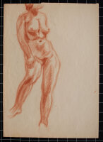 unbekannt - Aktstudie - o.J. - Rötelzeichnung auf...