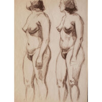 unbekannt - Aktstudie - o.J. - Zeichnung, Farbkreide auf...