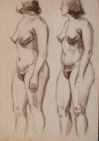 unbekannt - Aktstudie - o.J. - Zeichnung, Farbkreide auf dünnem Skizzenpapier