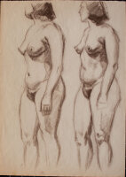 unbekannt - Aktstudie - o.J. - Zeichnung, Farbkreide auf dünnem Skizzenpapier