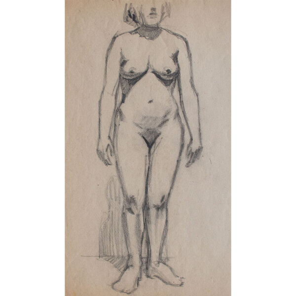 unbekannt - Aktstudie - o.J. - Zeichnung auf dünnem Skizzenpapier
