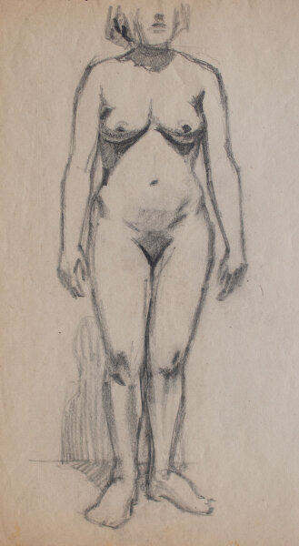 unbekannt - Aktstudie - o.J. - Zeichnung auf dünnem Skizzenpapier