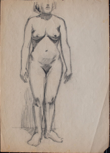 unbekannt - Aktstudie - o.J. - Zeichnung auf dünnem Skizzenpapier