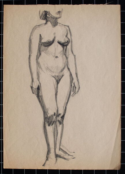unbekannt - Aktstudie - o.J. - Zeichnung auf dünnem Skizzenpapier