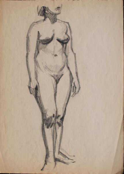 unbekannt - Aktstudie - o.J. - Zeichnung auf dünnem Skizzenpapier