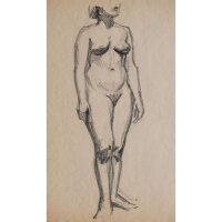 unbekannt - Aktstudie - o.J. - Zeichnung auf dünnem...