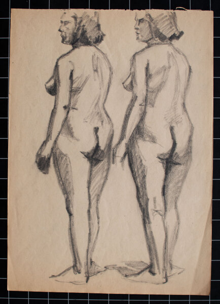 unbekannt - Aktstudie - o.J. - Zeichnung auf dünnem Skizzenpapier