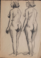 unbekannt - Aktstudie - o.J. - Zeichnung auf dünnem Skizzenpapier